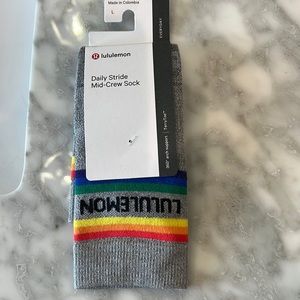 Lululemon mid-crew socks gray with rainbow accent colors